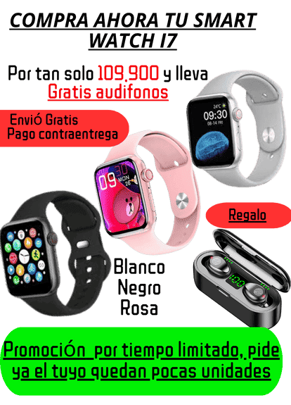 "Optimiza tu Tiempo, Cuida tu Salud, Potencia tu Productividad con el Smart Watch  I7"®️ + REGALO.